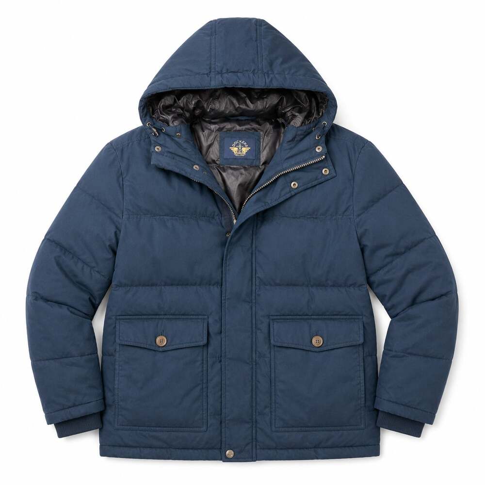 Dockers Men's Navy Blue Hooded Puffer Jacket Size XXL